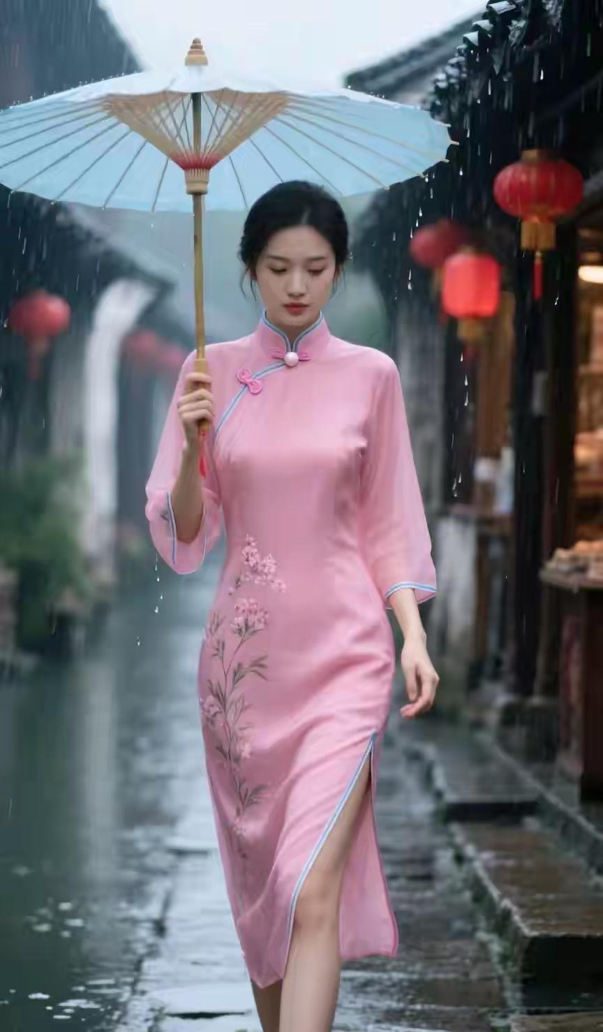 下雨了，世界按下慢节奏。
有人等烟雨，有人怪雨急，有人在等伞，有人等雨停。
撑伞