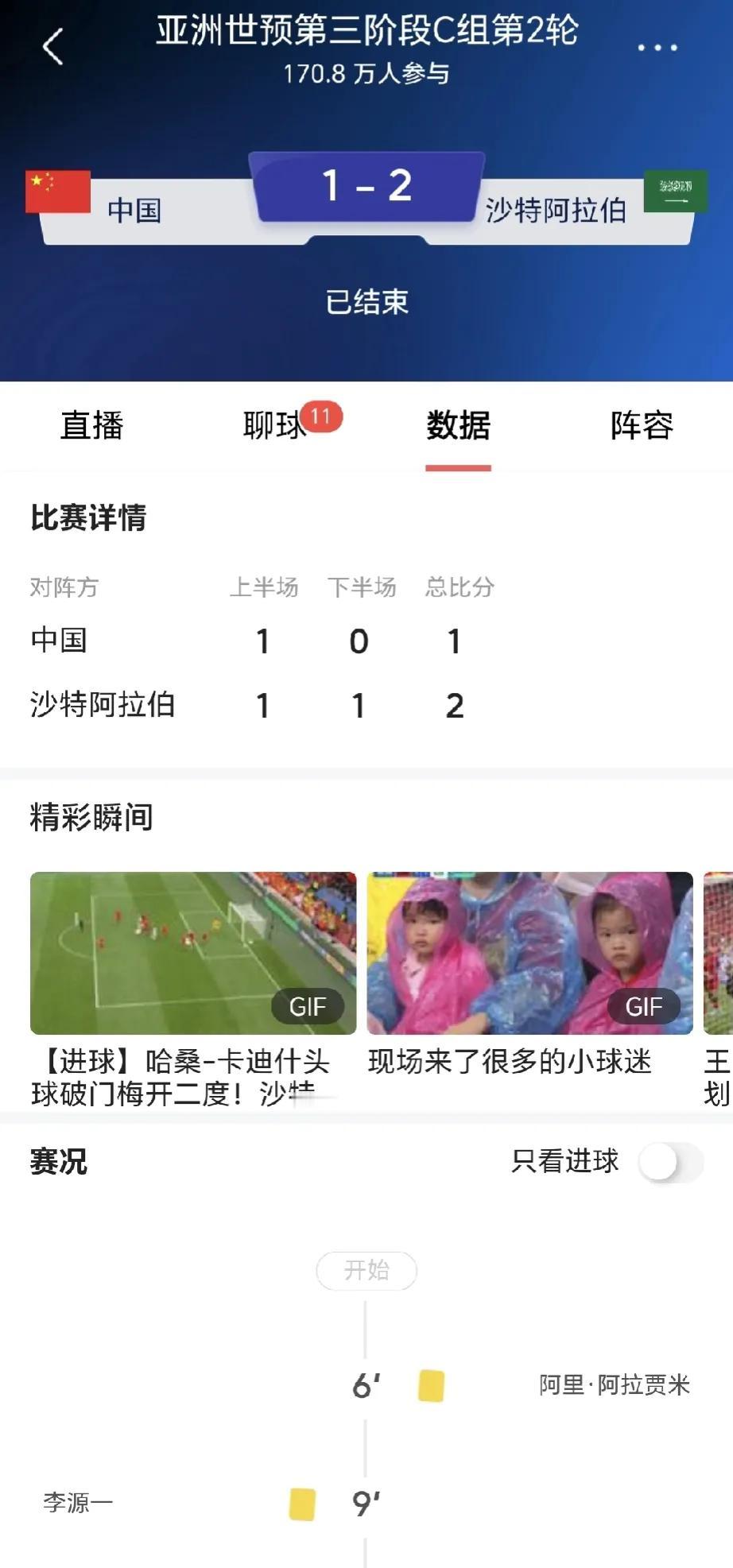 亚洲世预赛国足1：2不敌西亚劲旅沙特队。网友：让你一人，让你一球，还是输了。
这