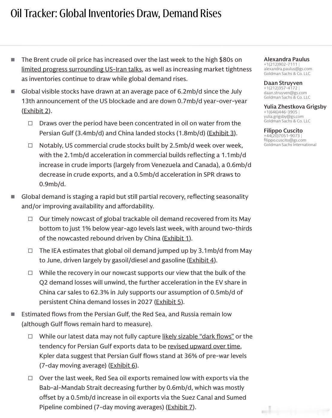 Goldman on oil 