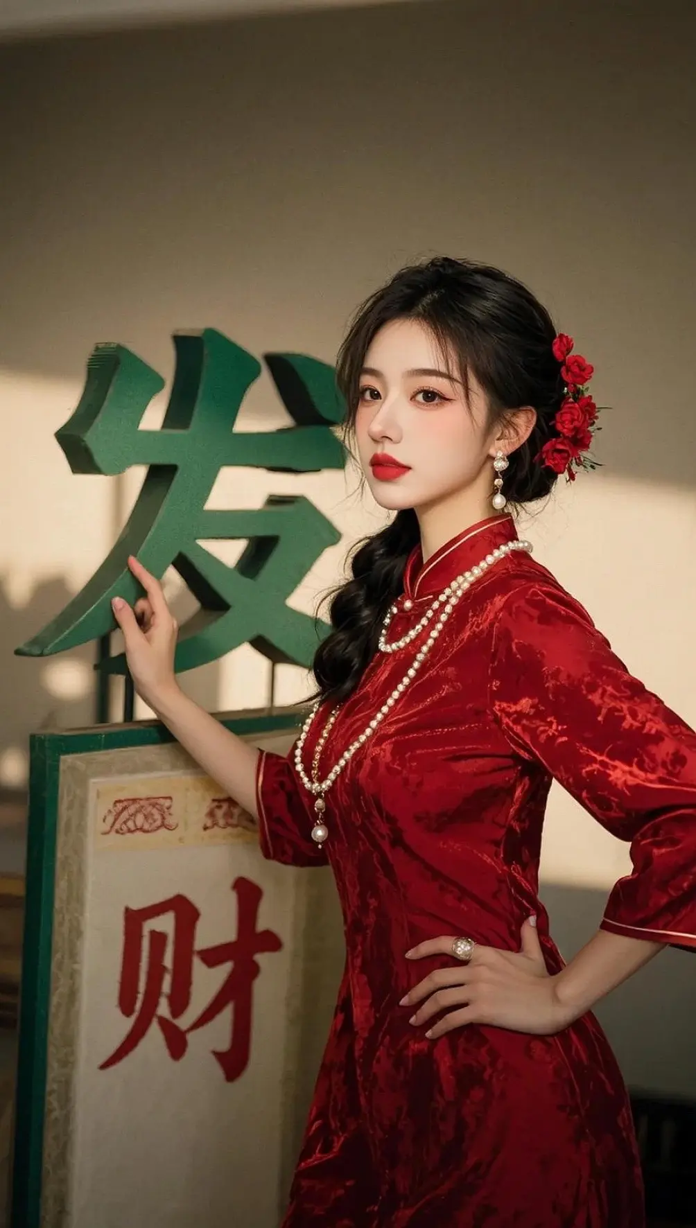 旗袍发财照 ai创作 AI创作  全新AI写真想跪下来求自己别玩写真了