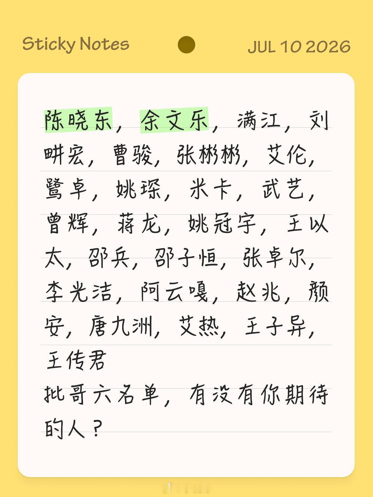 披荆斩棘批哥六大名单，有你意外的名字吗？陈晓东，余文乐，满江，刘畊宏，曹骏，张彬