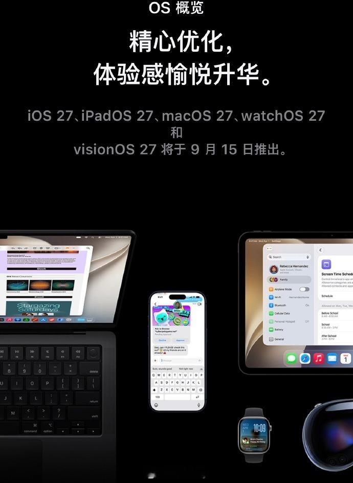 iOS 27, iPadOS 27, macOS 27, watchOS 27和