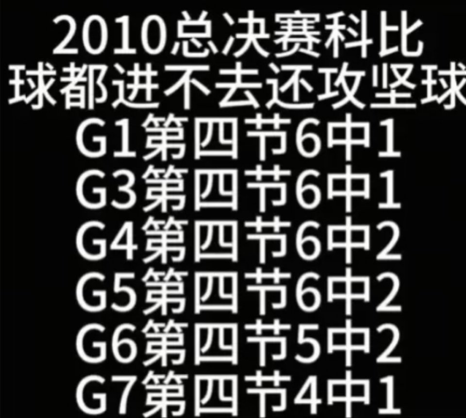 2010年总决赛第四节关键时刻科比什么水平？ ​​​