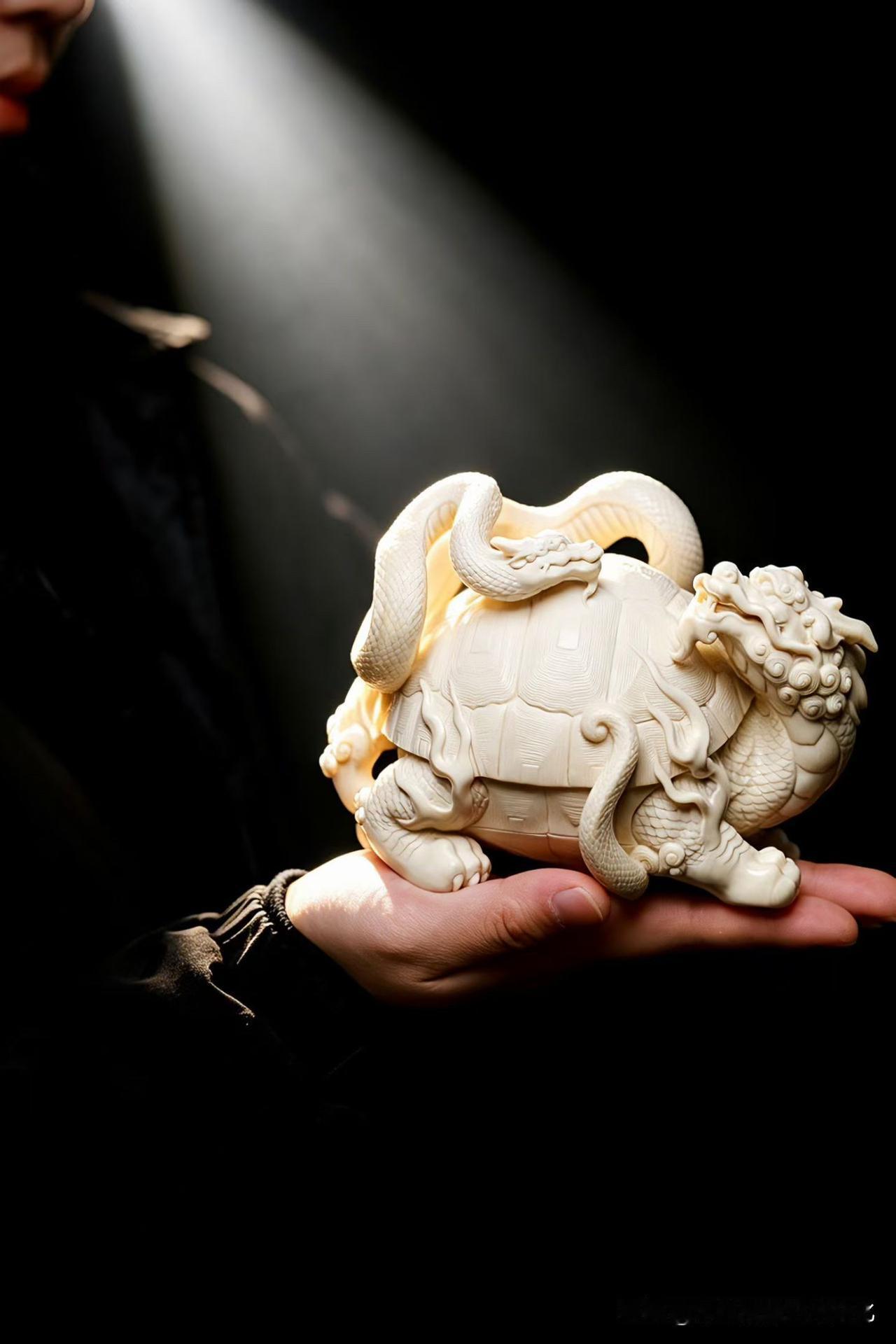 玄武之形，不在威，而在“稳”。

猛犸老料温润如脂，光不浮，色不躁，像把岁月慢慢