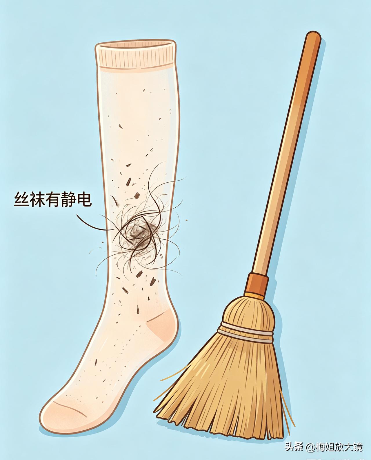 扫地缠满头发难清理？薄丝袜套扫把，静电吸净碎发太省心❤️
姐妹们，平时扫地最闹心