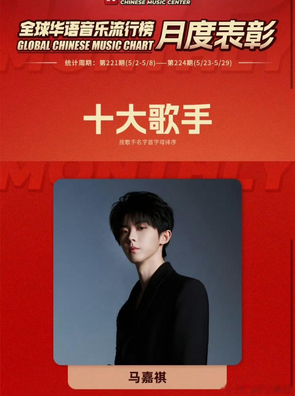 马嘉祺全球华语音乐流行榜月度三大奖好争气的小朵，马嘉祺多唱ost! 