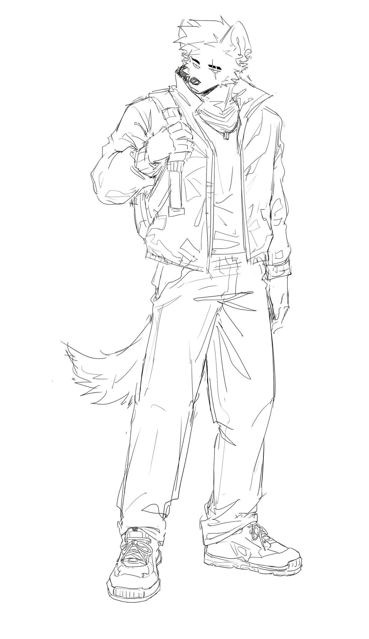 新衣服。绘画 草稿流 furry兽人 自设