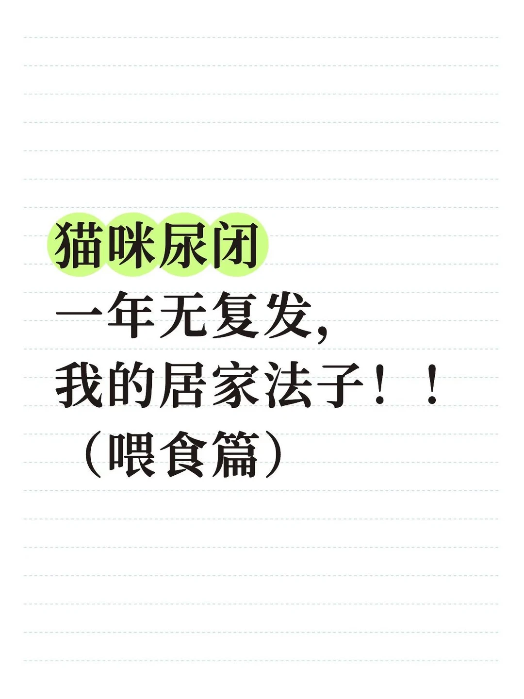 猫咪尿闭居家调理，一年无复发！！