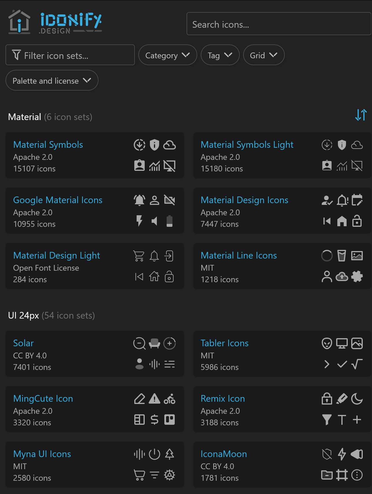 开源图标库：  icon-sets.iconify.design/收集了各种不同