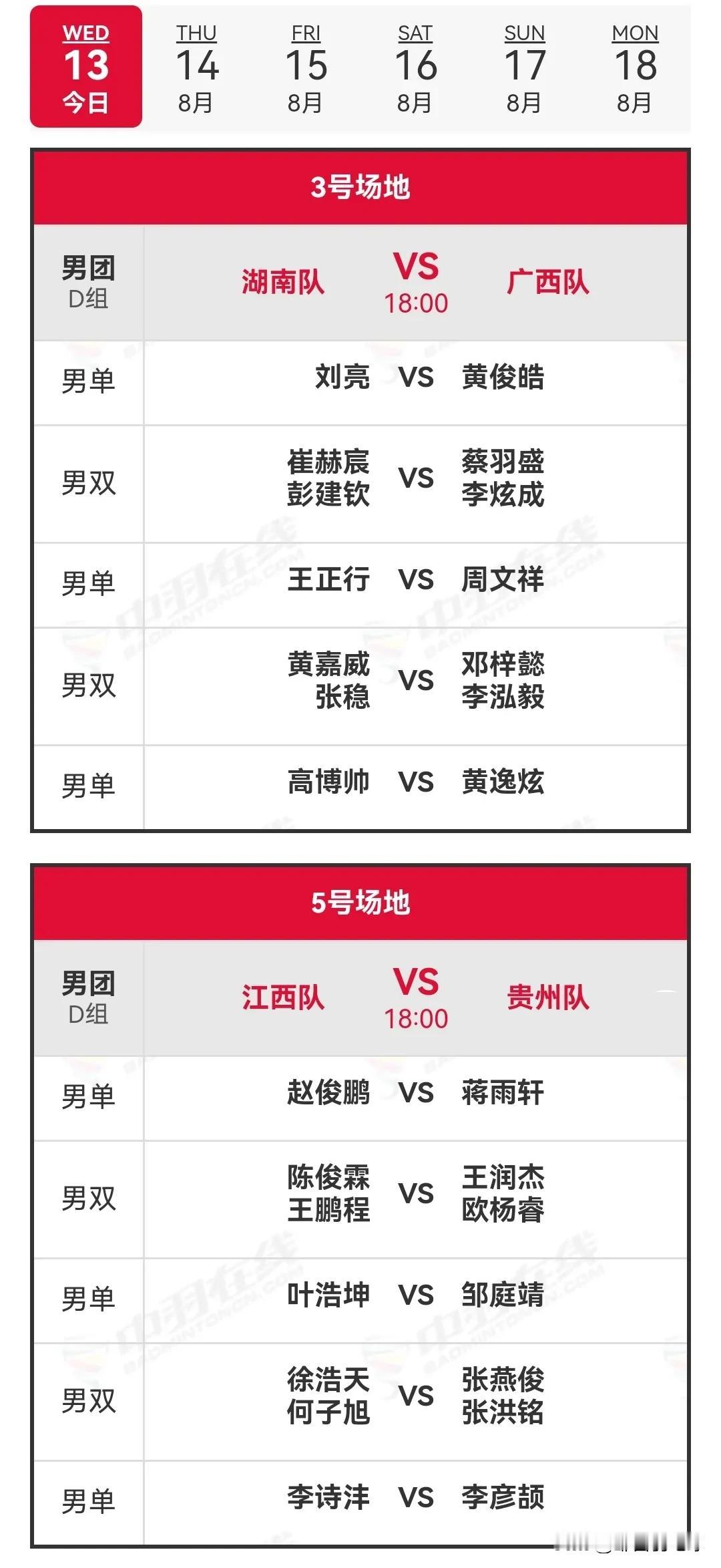 8月13日2025年第15届全运会羽毛球团体赛资格赛拉开战幕。

今日，2025