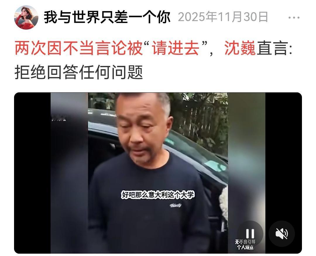 沈巍已经成为网络名人，现在网络环境比较宽松，你说什么话都有人骂你！你说今天天气真