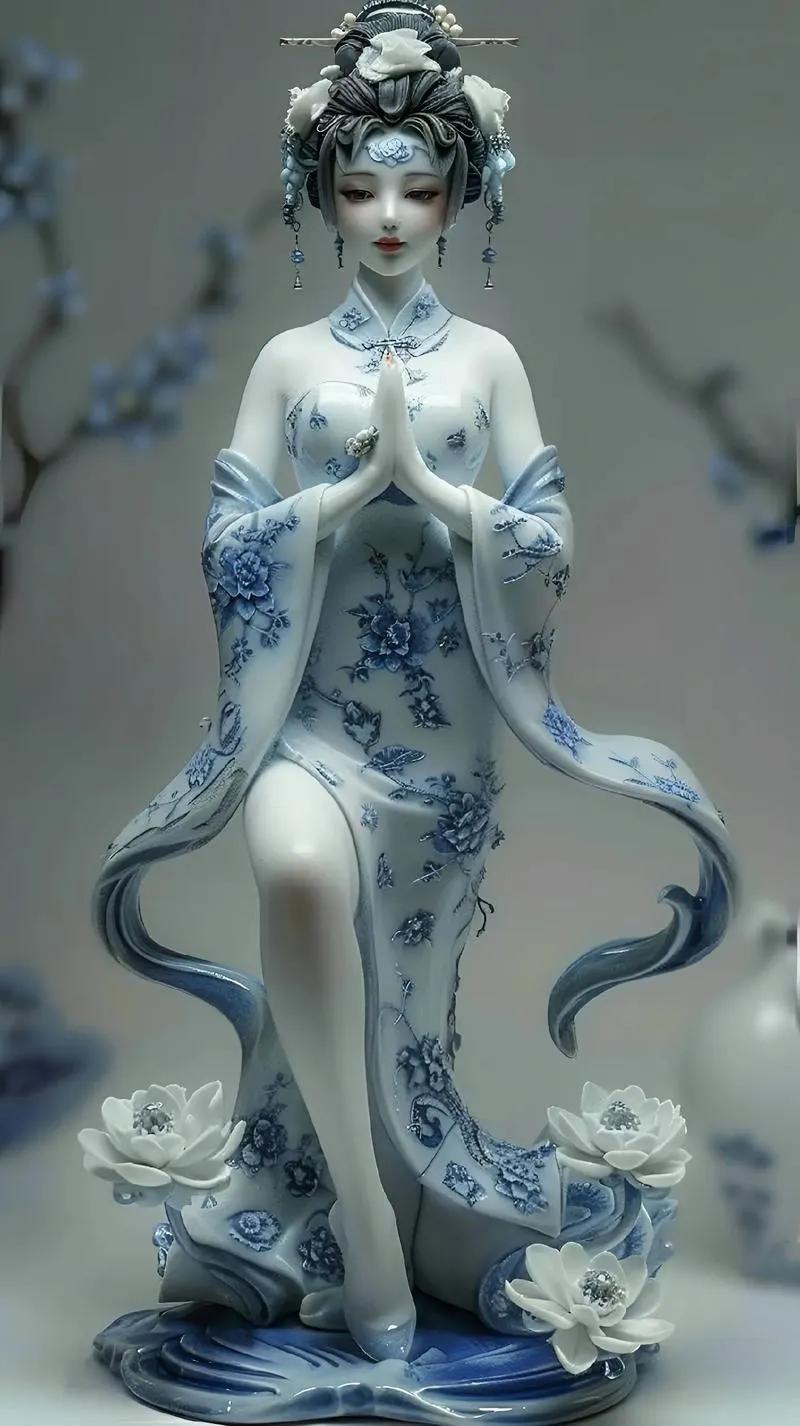 恍若偶遇梦中人，美瓷鲜活疑似真（续）
在手机上又看到几张非常美的人物瓷摆件图片，