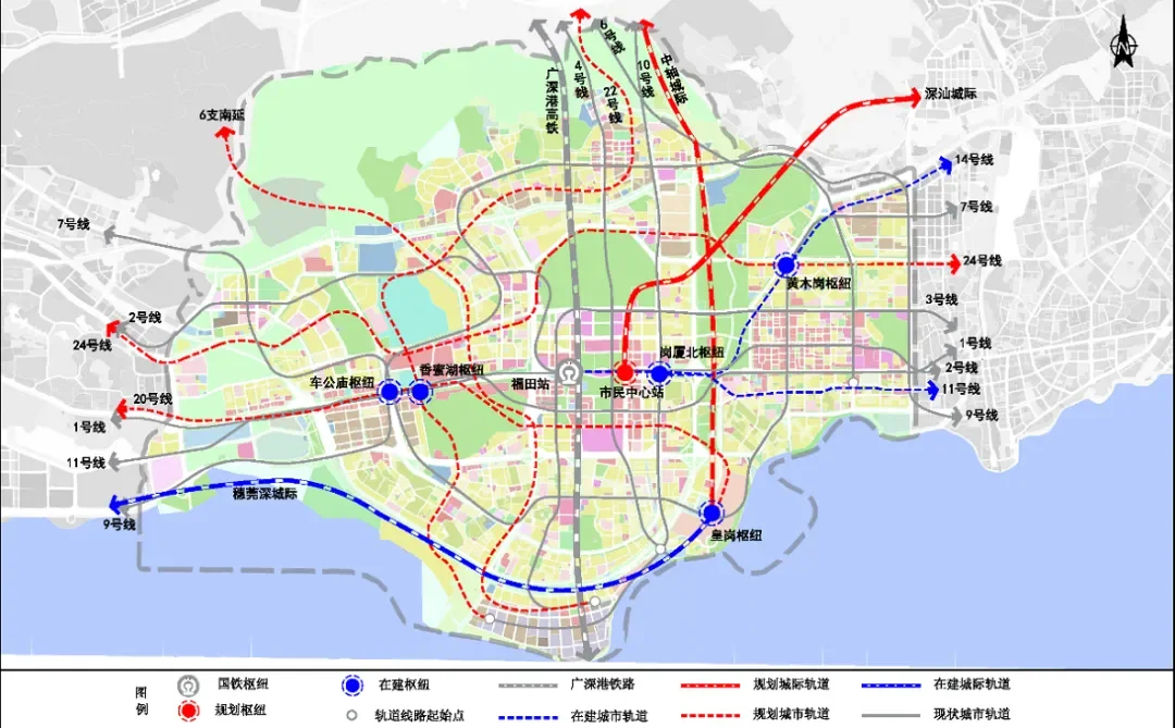 深圳福田区轨道交通规划布局示意图