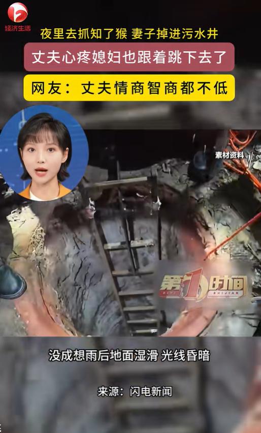 山东东营，一对夫妇雨后外出找知了猴，丈夫跟妻子分头找，结果妻子没有注意到绿化带内