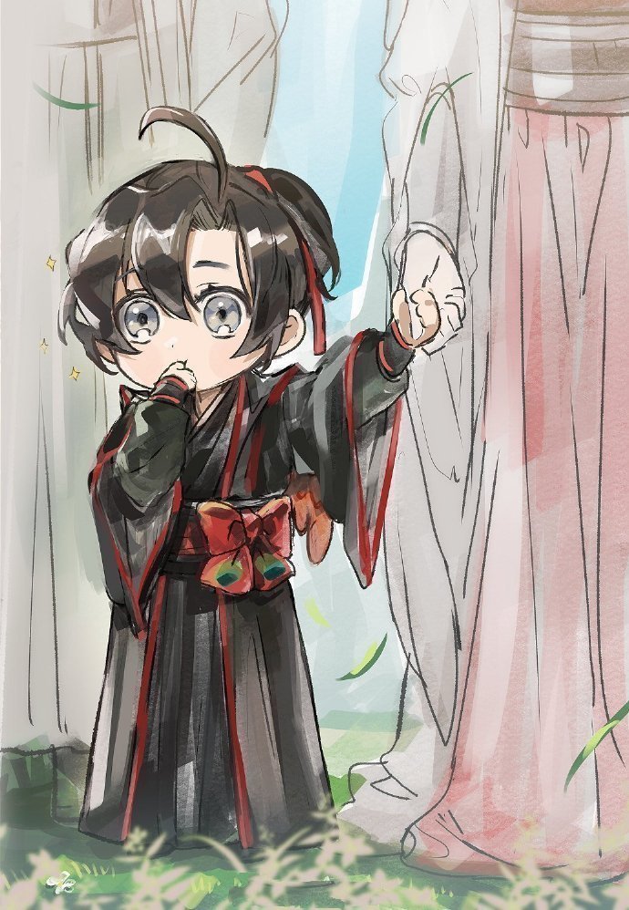 魔道祖师 假如他们小时候相遇小奶叽第一次见羡羡，害羞极了x：daedawdaw 