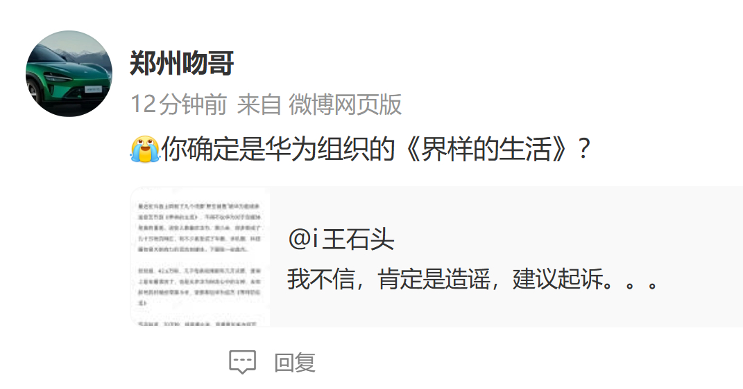 我难道说得不明白吗？那个博主说是华为组织的<界样的生活>，明显是在造谣啊！华为有