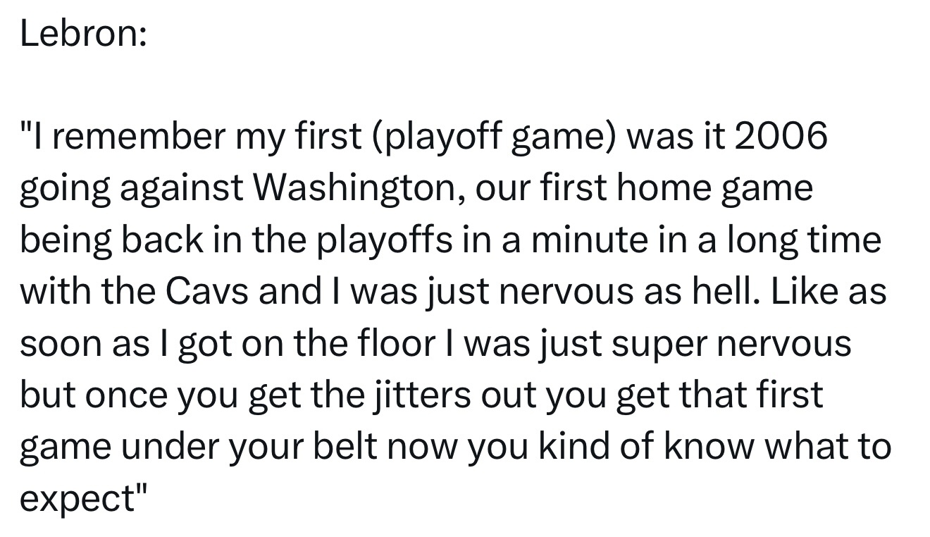 詹姆斯：“我还记得我的第一场季后赛——那是2006年对阵华盛顿，也是骑士队时隔很