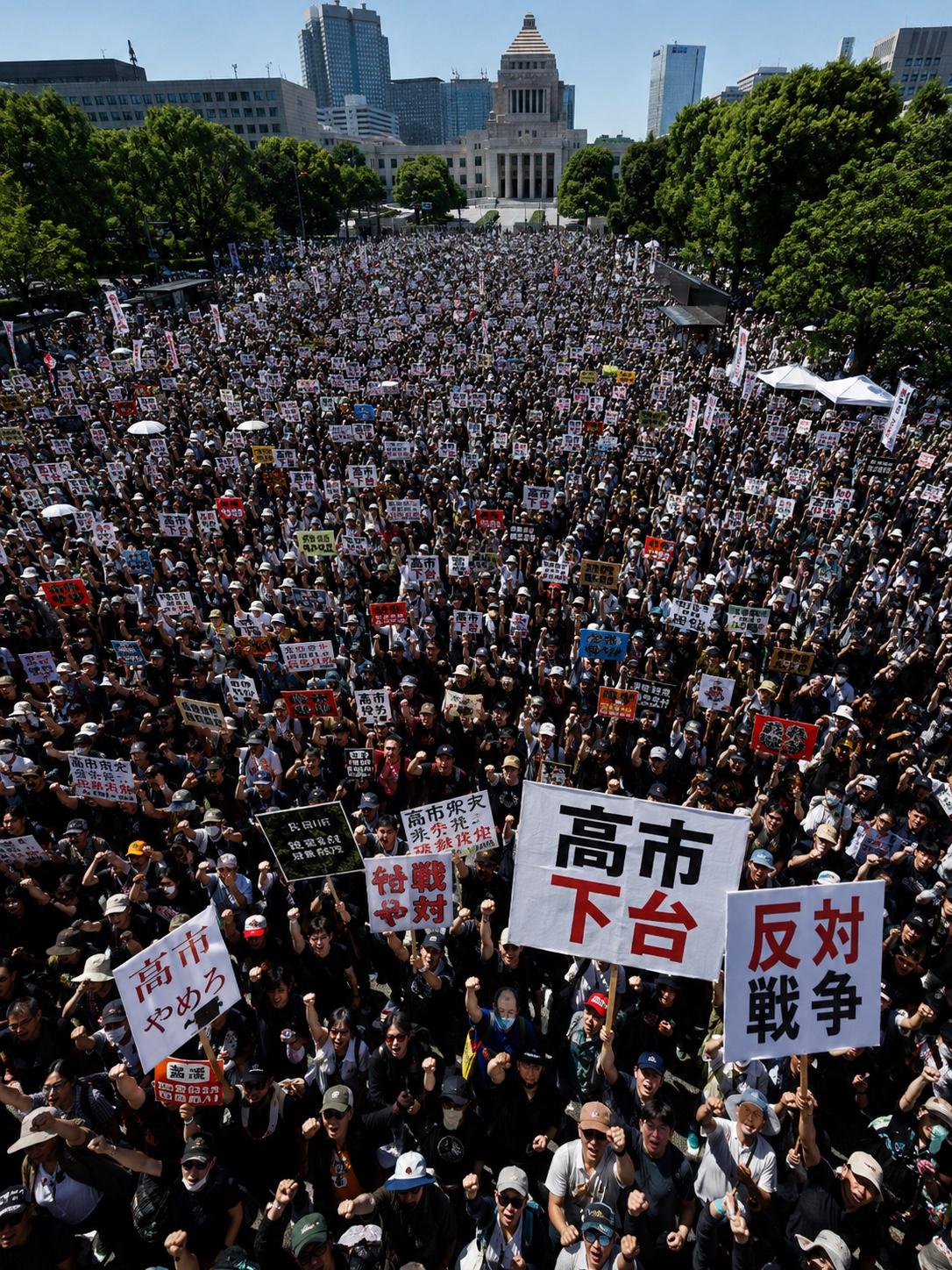 “高市下台！反对战争！”

刷到这条视频的时候我正在吃早饭，筷子悬在半空。2万5