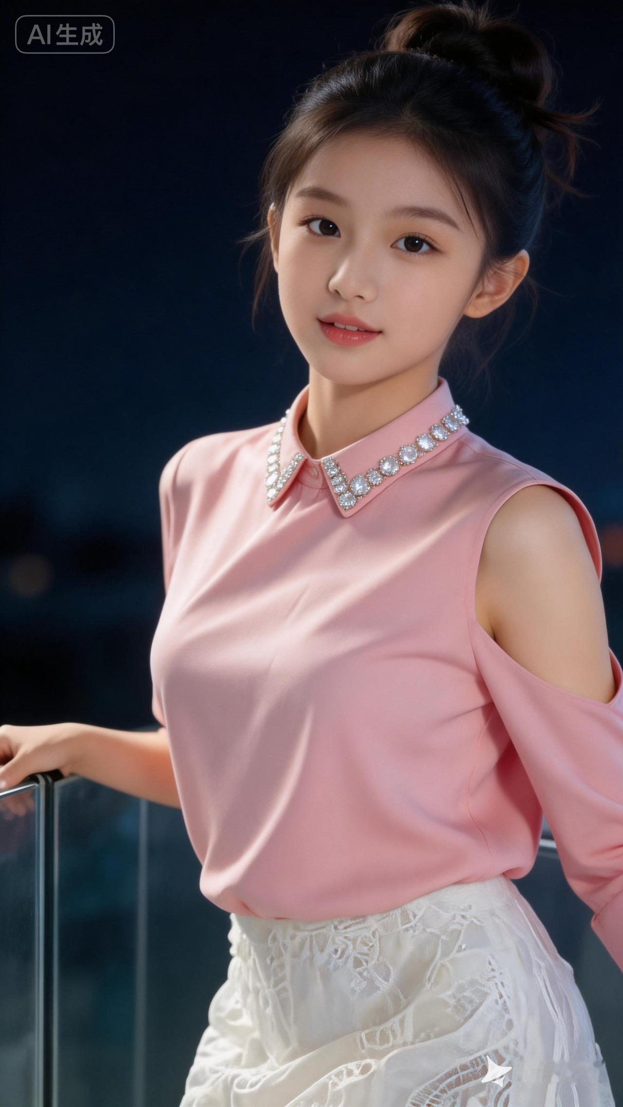 甜美少女风，粉色衬衫+蕾丝裙，优雅气质满满！