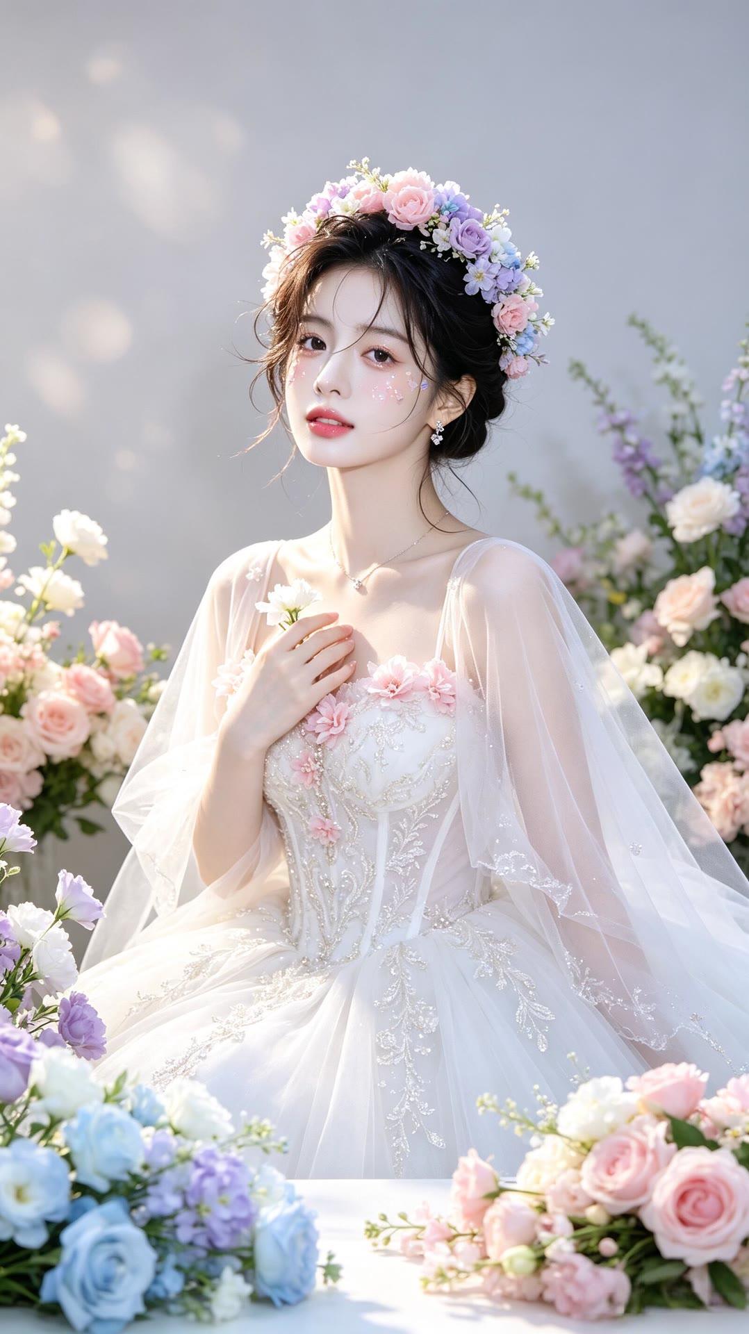 梦幻花海中的仙女，温柔如水，美得令人窒息。