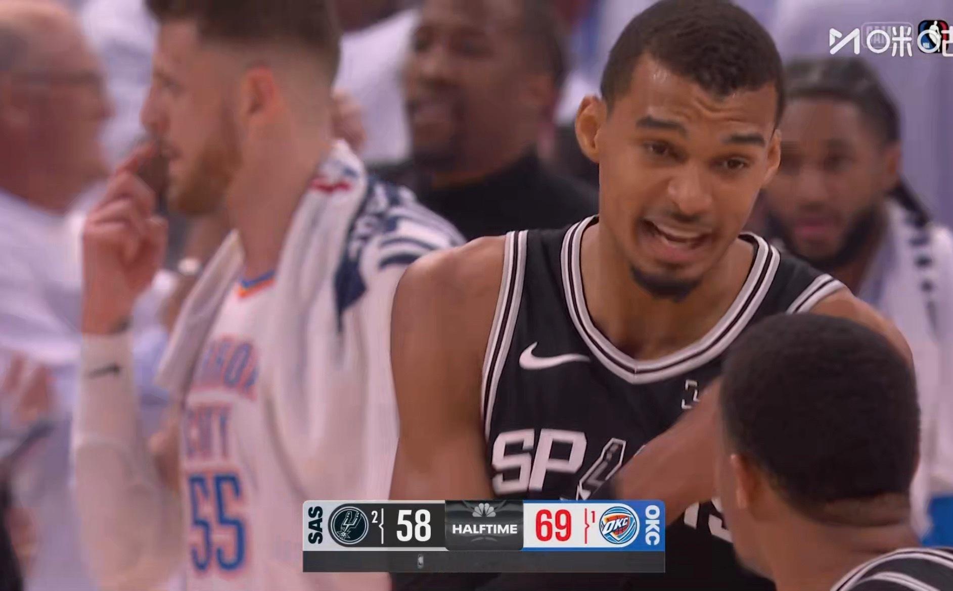 NBA  半场比赛结束，雷霆领先11分，对于今天的比赛节奏来说，11分算是很大优