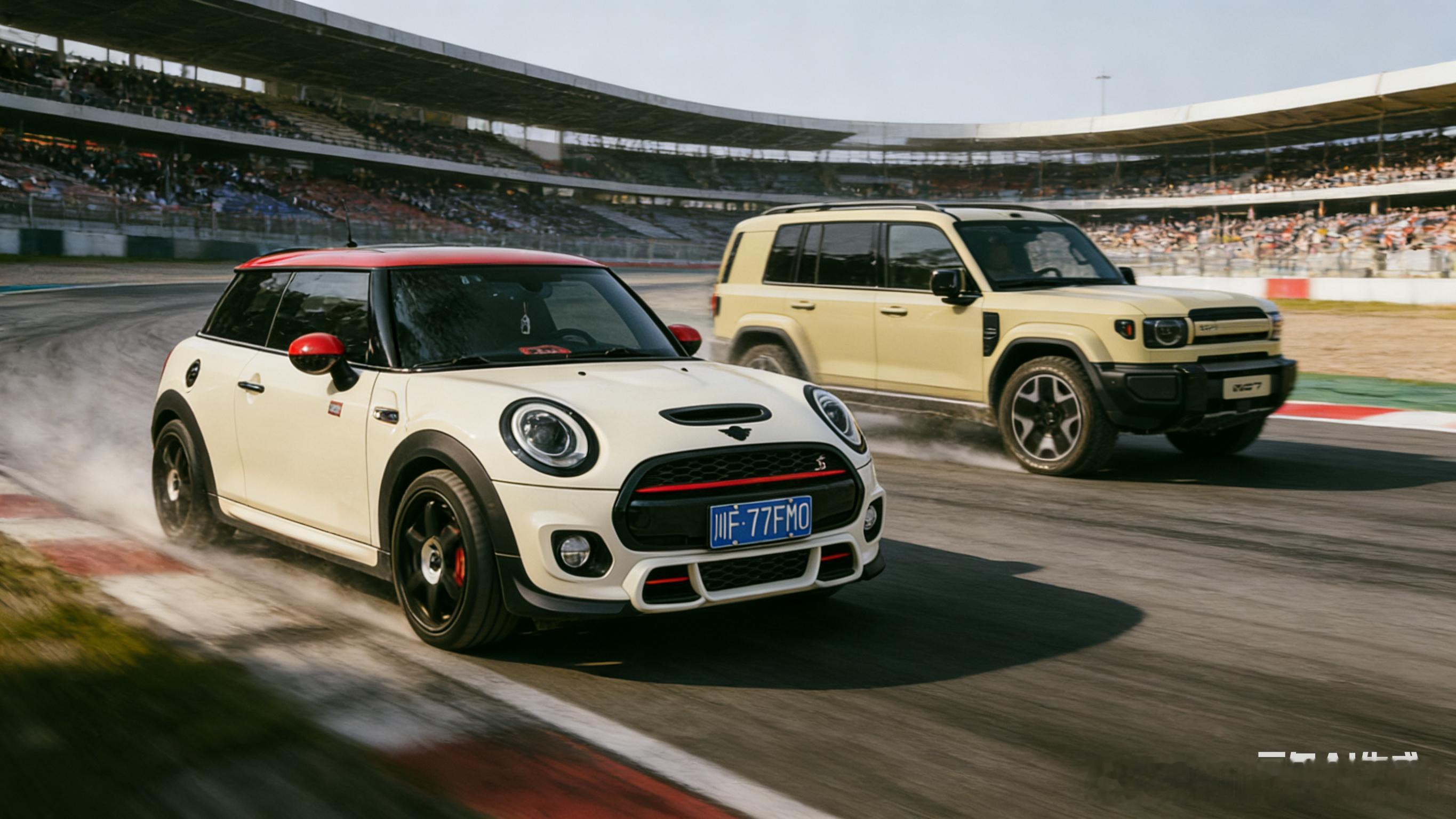 把iCAR V27和我的MINI摆在一起拍照还挺搭的，两款车都是复古风格，用豆包