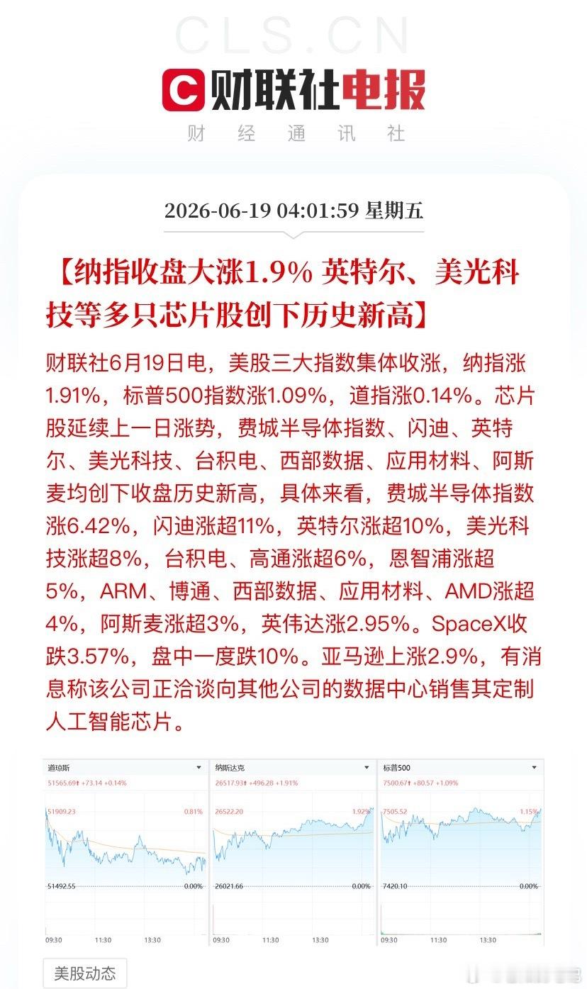 隔夜美股芯片集体大涨，利好节后A股，6月核心主线锁定半导体算力a股今日看盘股票 
