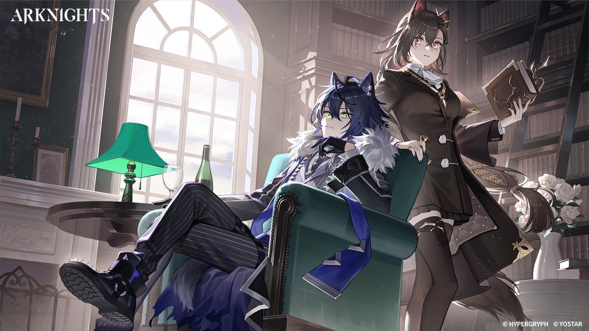 明日方舟 国际服粉丝突破41w纪念壁纸——伺夜&斥罪Artist info: え