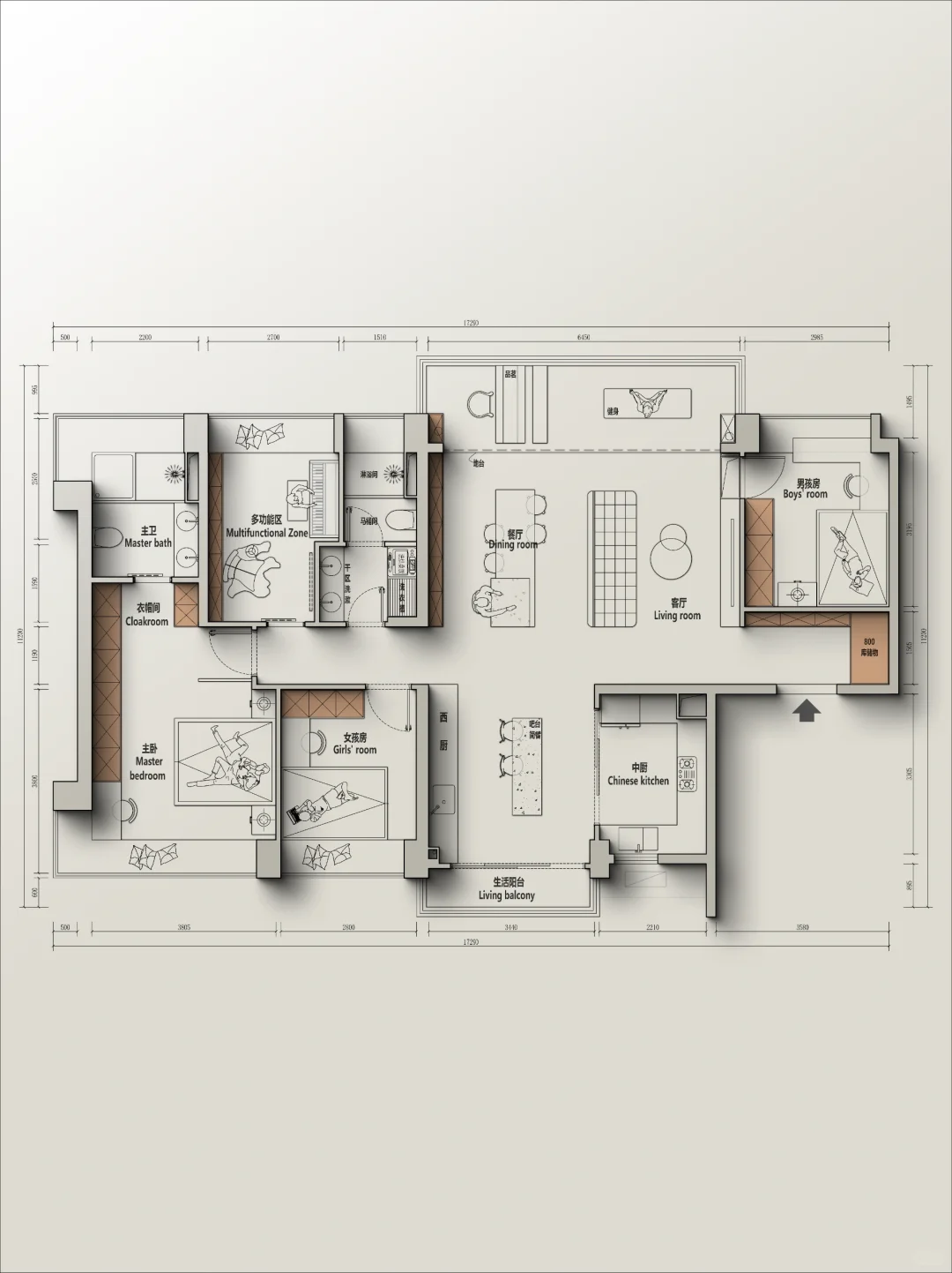 🍁户型改造丨广东130m²四室户型优化