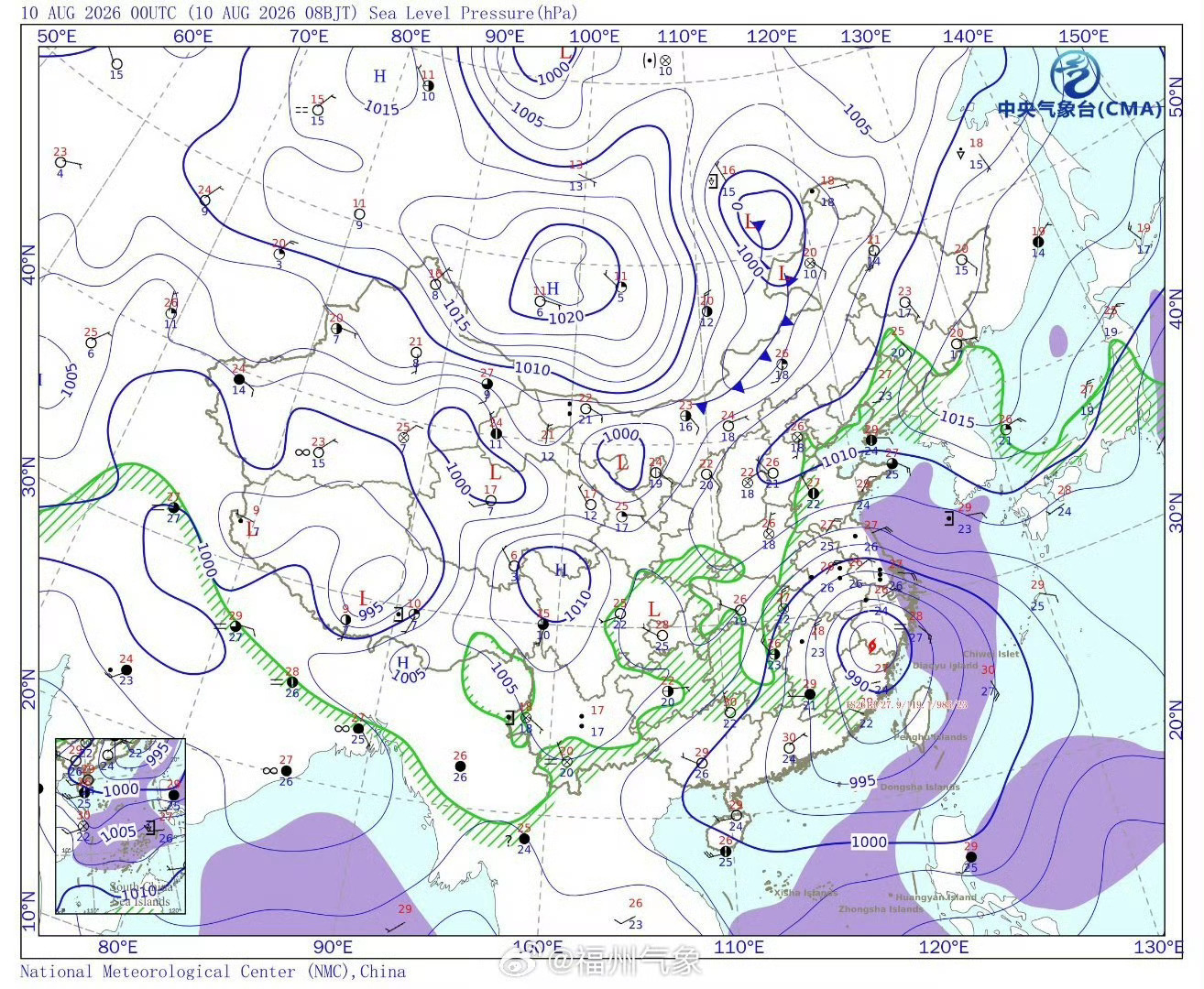 福州身边事虎纠人讲福州 【今天到11日有阵雨或雷雨】受台风“白海豚”后部偏南气流