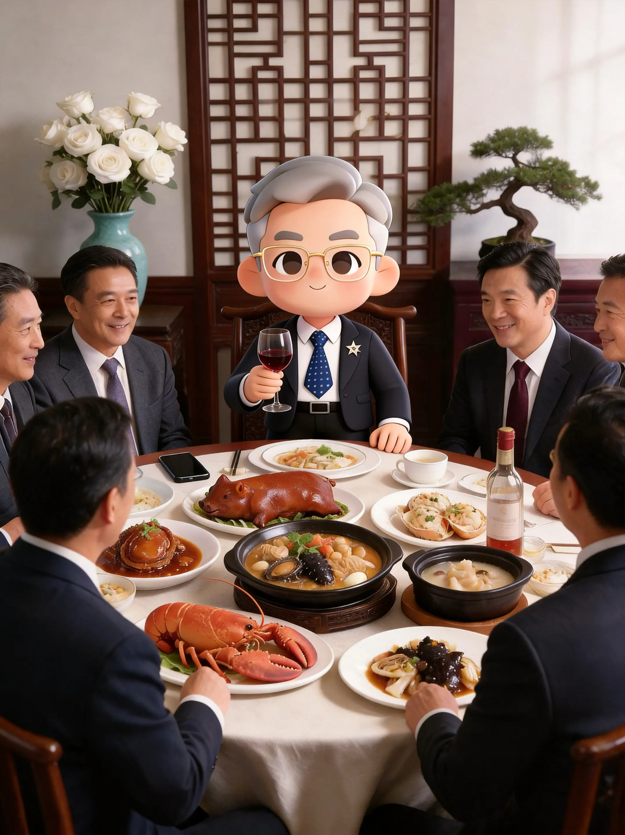 AI新中式豪宴人像特写 ai创作 50岁生日宴 用餐仪式 宁波枫叔