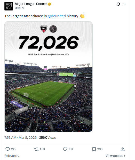 【再次刷新历史】💥美职联第三轮华盛顿联vs迈阿密国际 ，华盛顿联临时租用大球场