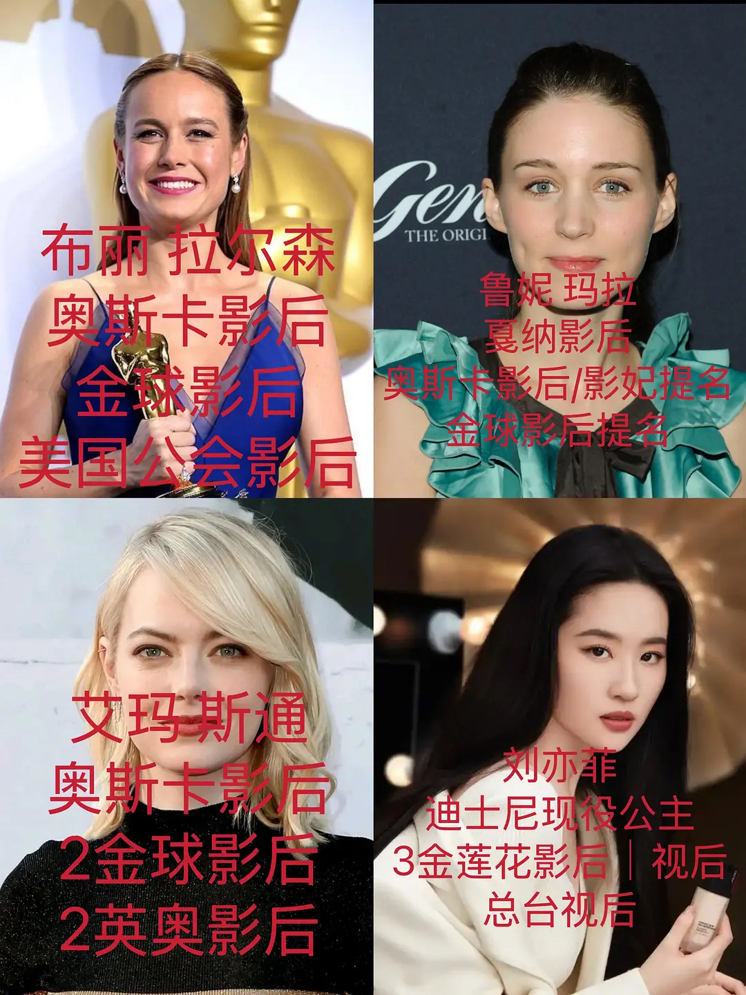 看到有人说这四位女演员是全球当代最强85花，你认可吗？ ​​​