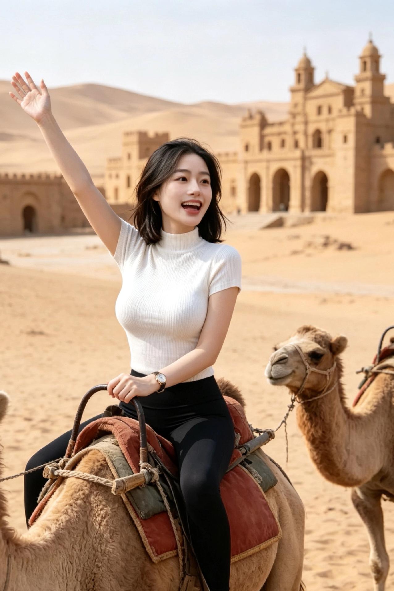 沙漠驼铃响，古道任遨游。