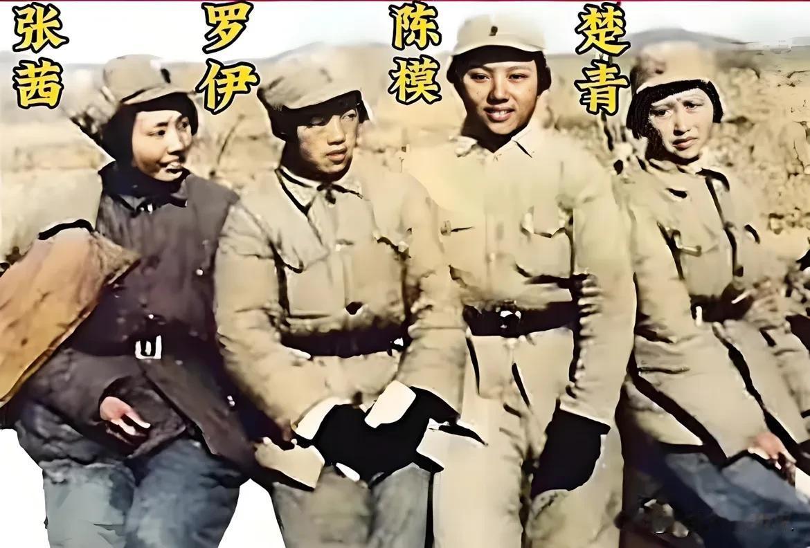 这张上色老照片定格于1940年的江苏溧阳水西村，新四军江南指挥部驻地，张茜、罗伊