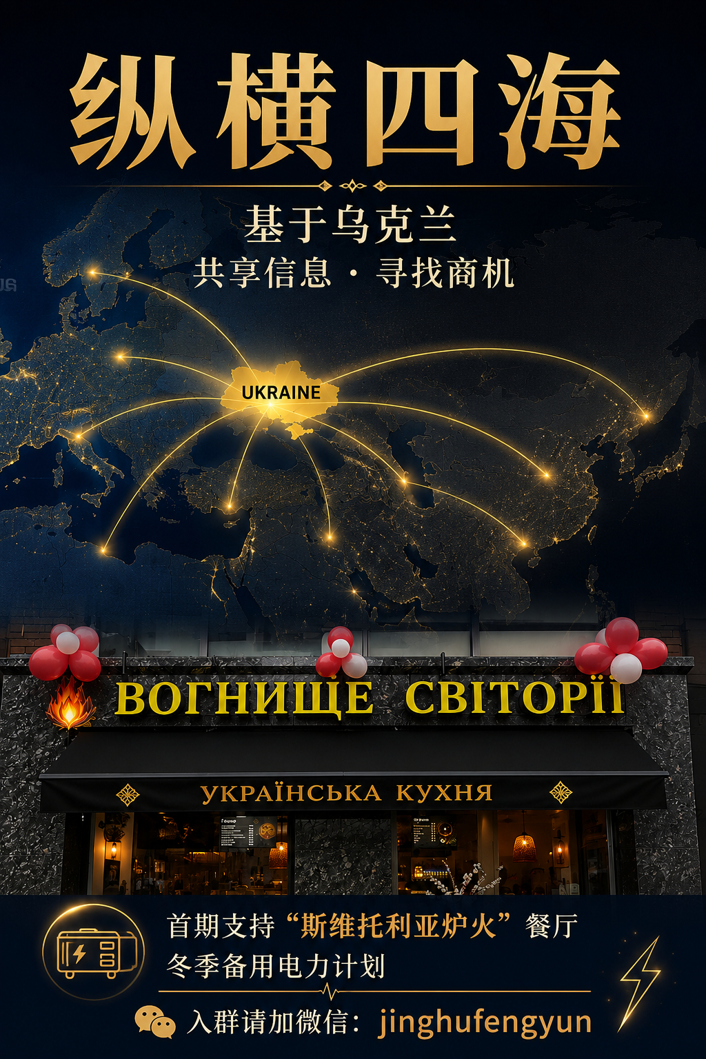 创建了VX群“纵横四海”，着眼于乌克兰，分享有价值的信息，共同寻找商业机会。群目