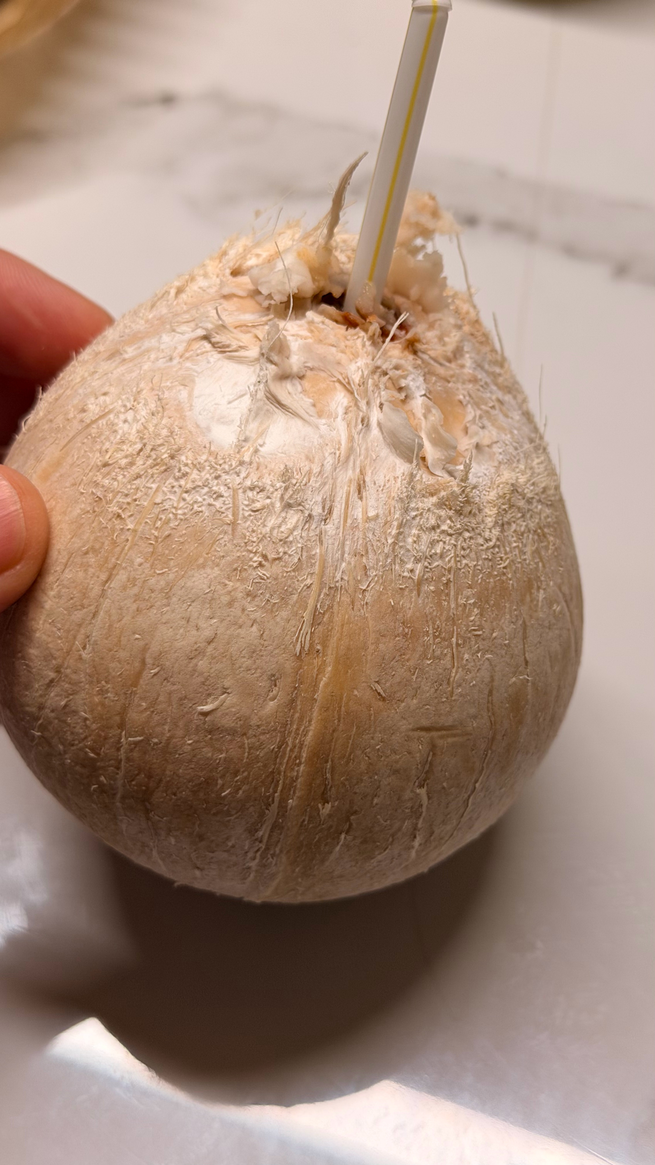 早，喝了一个奶椰子🥥好美味