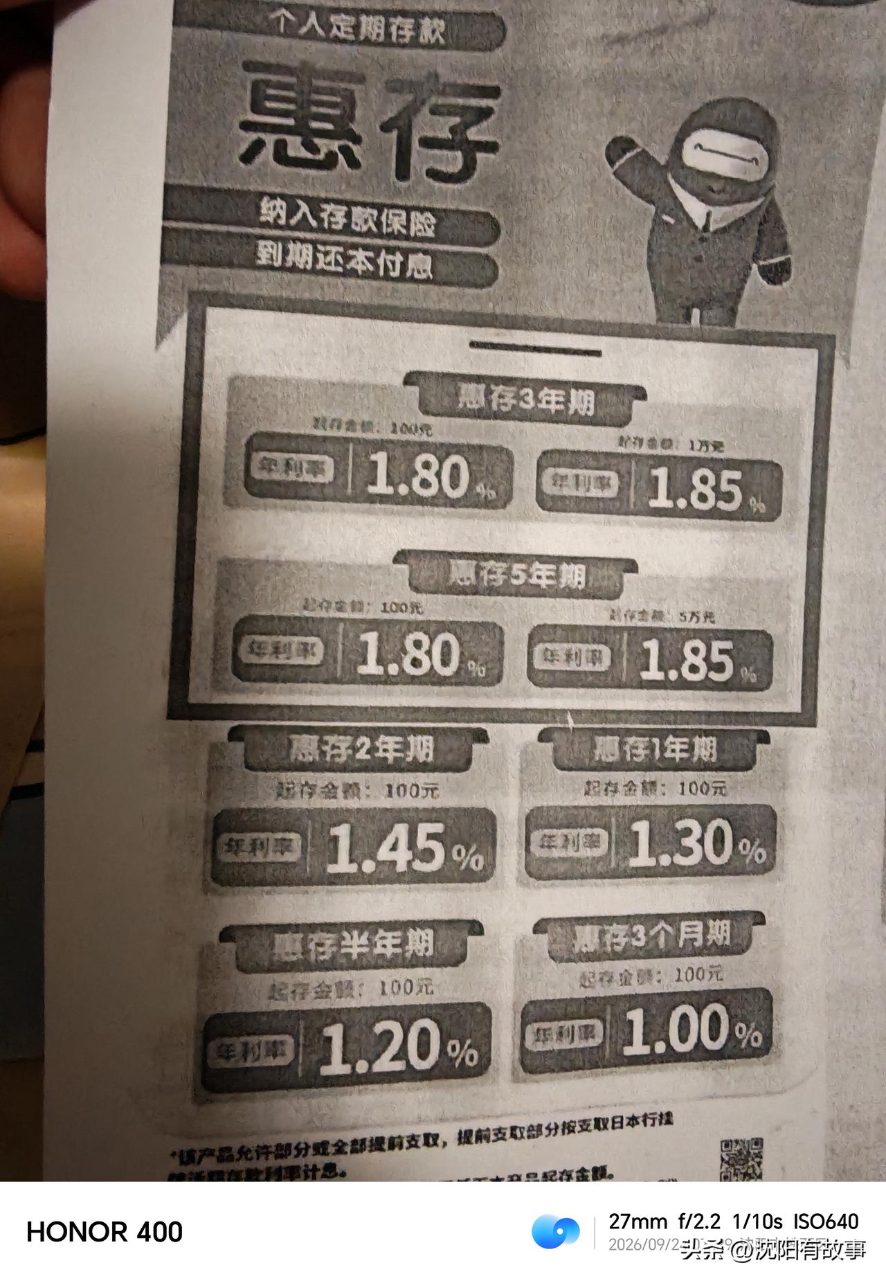 沈阳储户注意！这家银行存款利率上调！3年、5年期上调到1.85%📈
 
昨天，