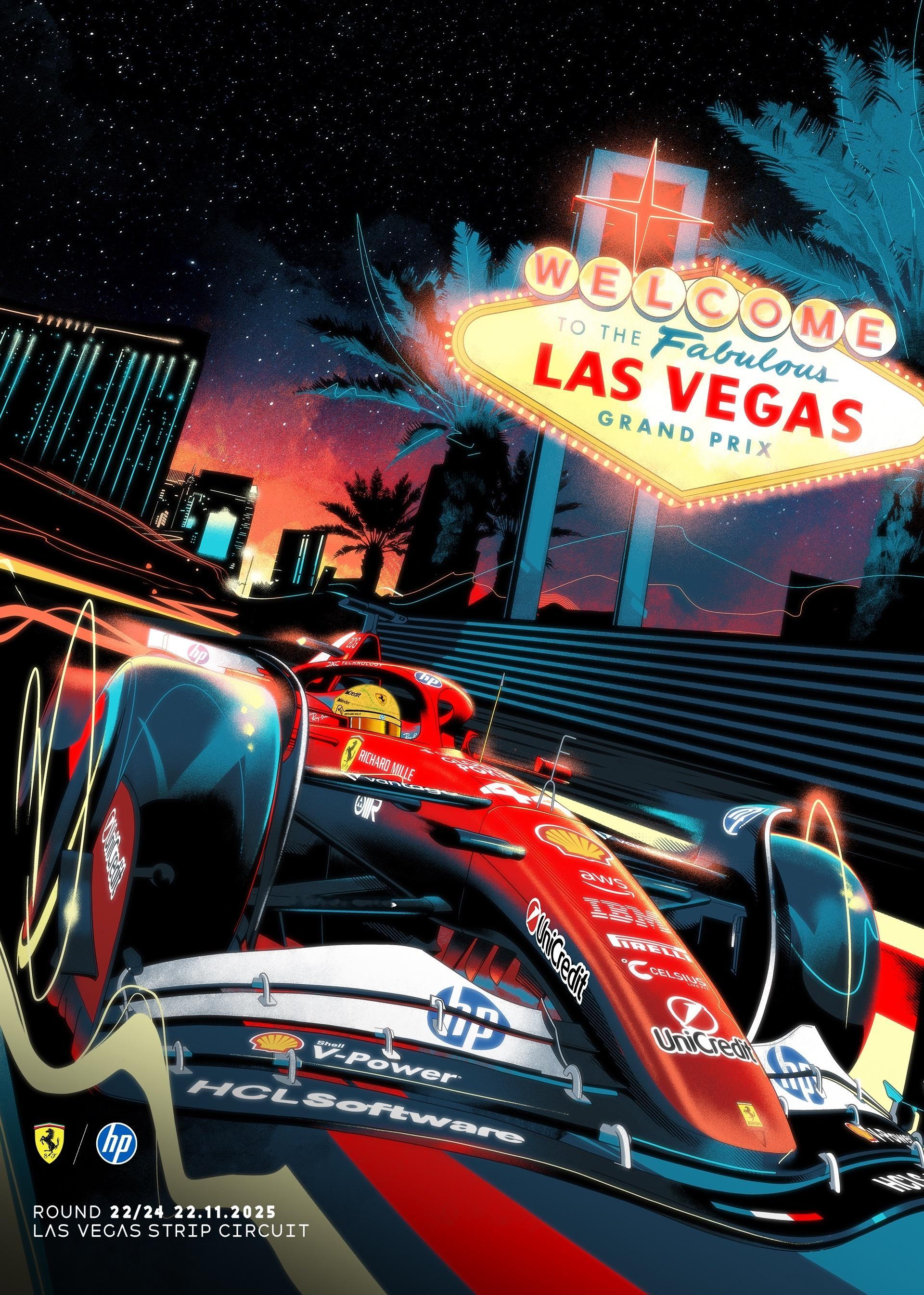 拉斯维加斯大奖赛法拉利车队海报🏎️🎆