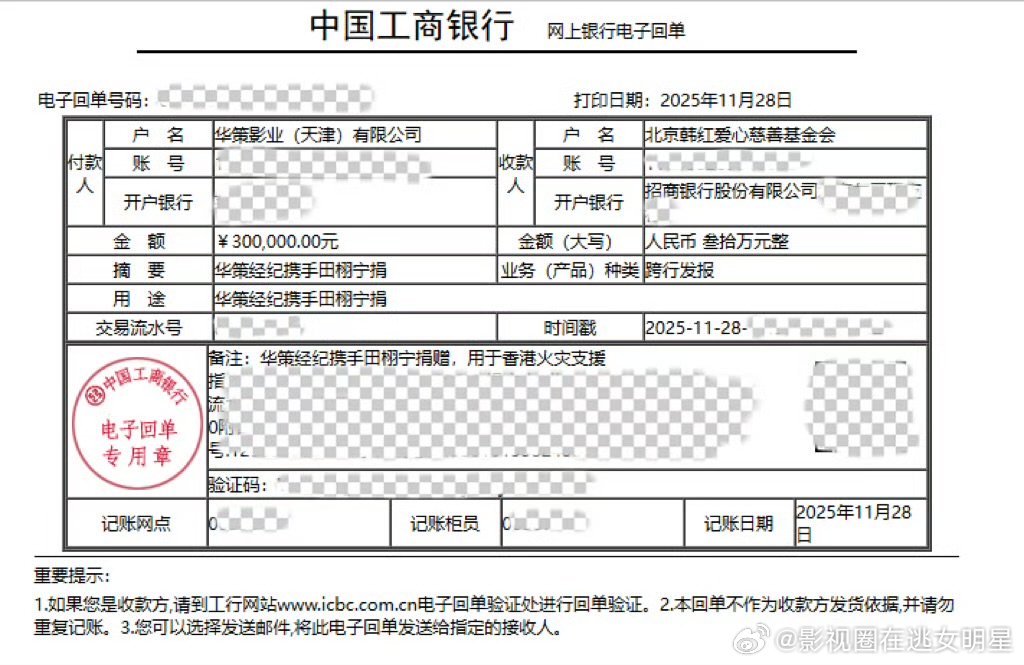田栩宁捐赠30万支援香港田栩宁向香港捐赠30万田栩宁通过韩红基金会捐赠人民币30