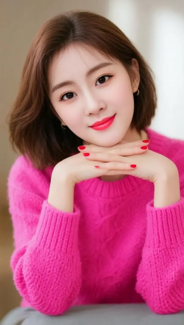 AI暖粉毛衣照 ai创作