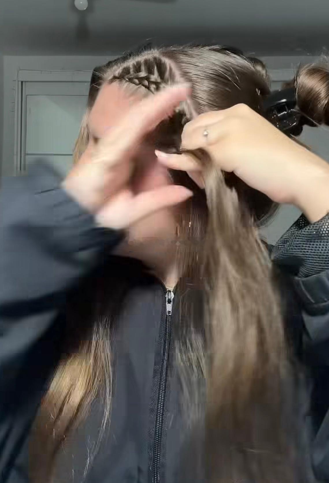 这才叫灵巧手自己给自己编发而且超级整齐 