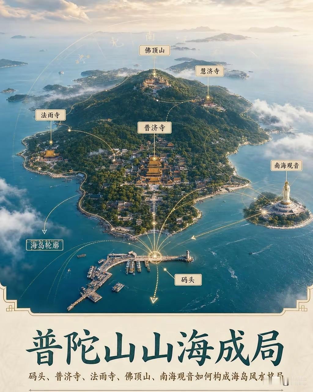 很多人去普陀山，会先感受到一种很特别的山海气象。普陀山不是单看一座寺，也不是单看