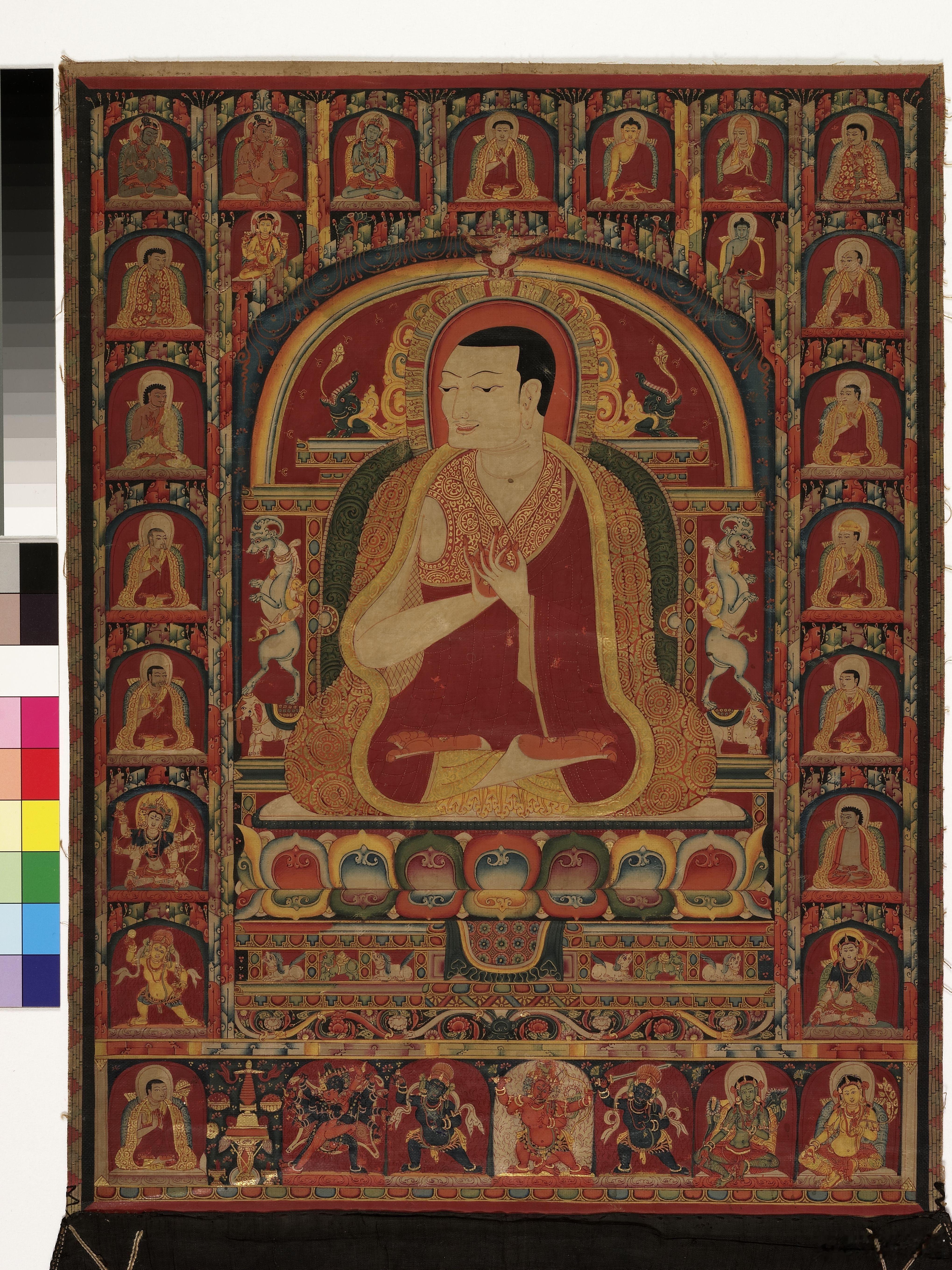 西藏十三世纪达垄寺堪布桑杰温像唐卡图台北故宫博物院/藏 ​​​