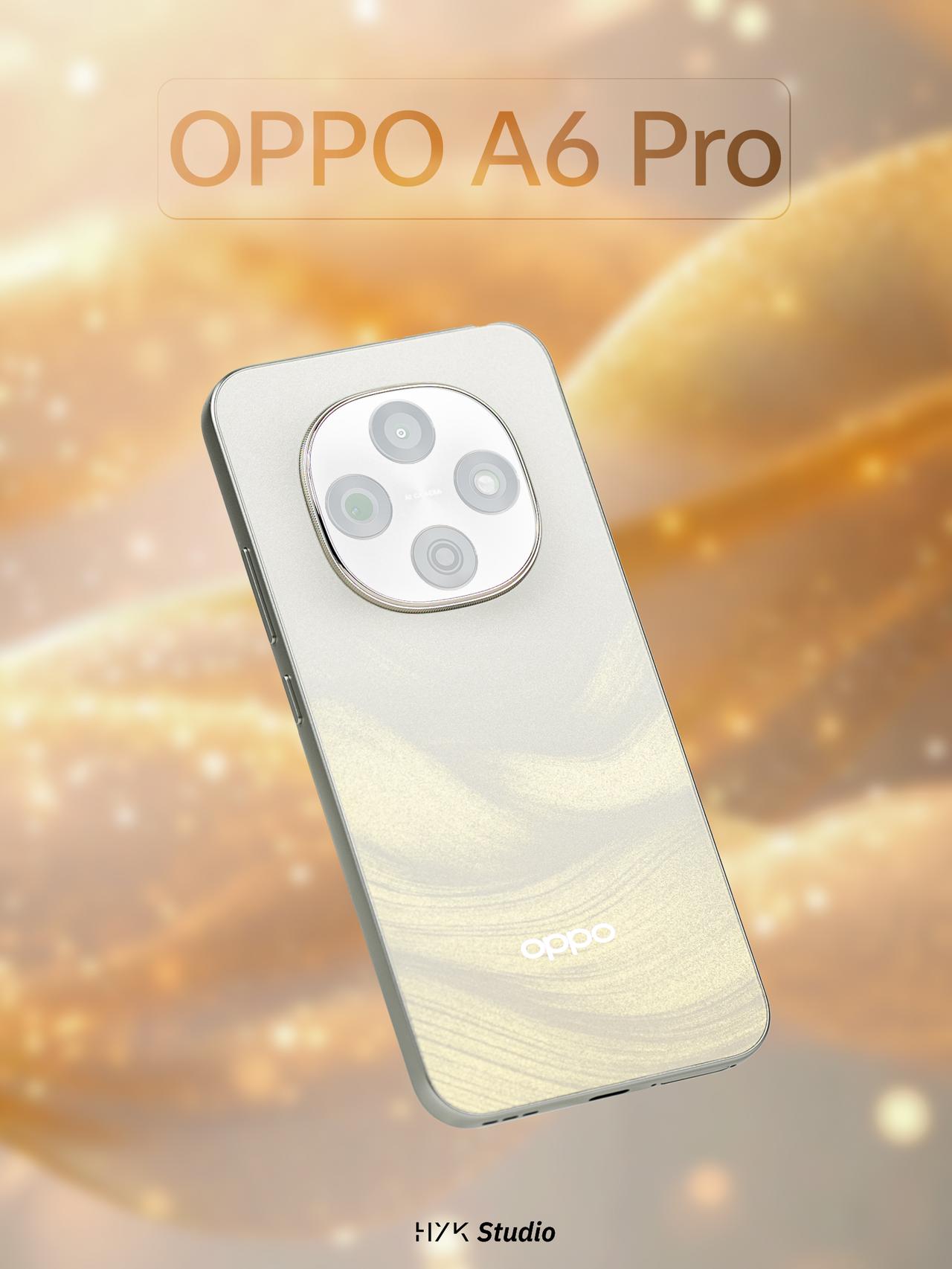 HYK图赏｜OPPO A6 Pro
流水生金配色，金色纹理配上闪光砂工艺，有种日