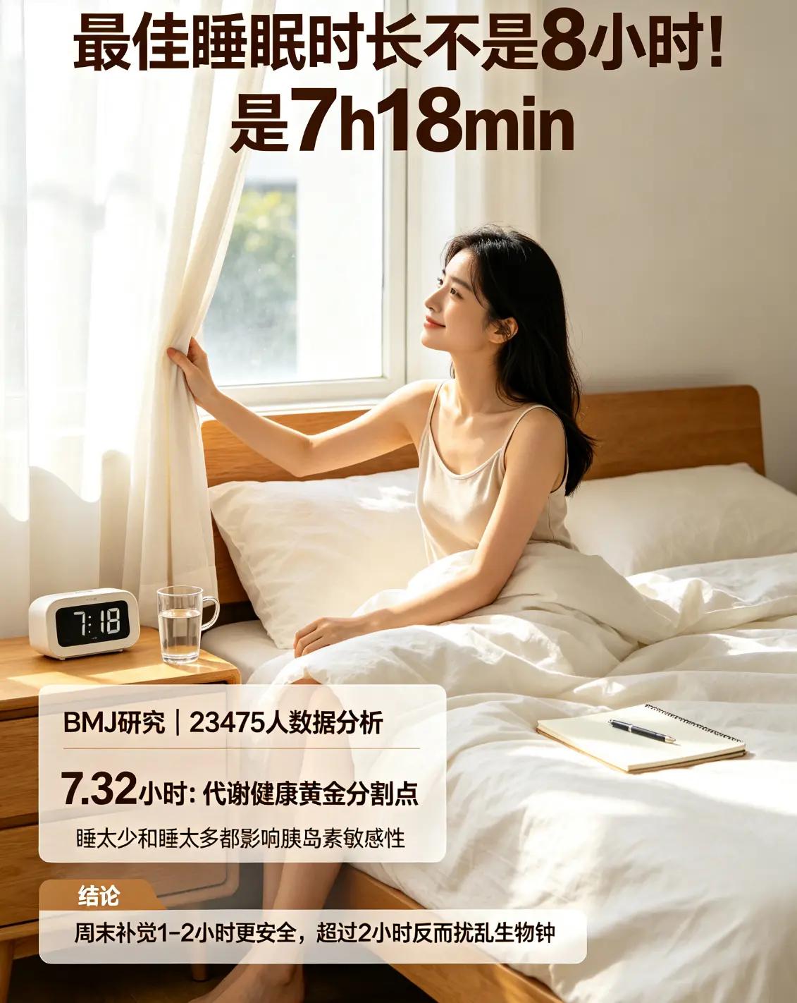 最佳睡眠时长不是8小时！是7小时18分。从小被教育"每天睡够8小时"？科学研究说