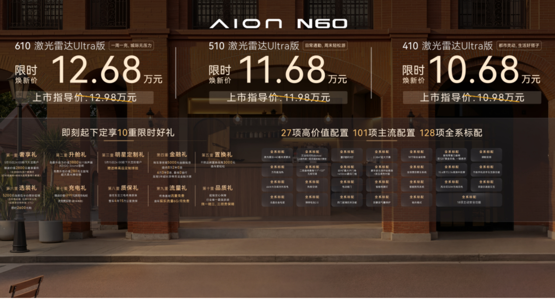 埃安N60上市了，限时价10.68万元起。标配激光雷达+4D毫米波雷达、L4级同