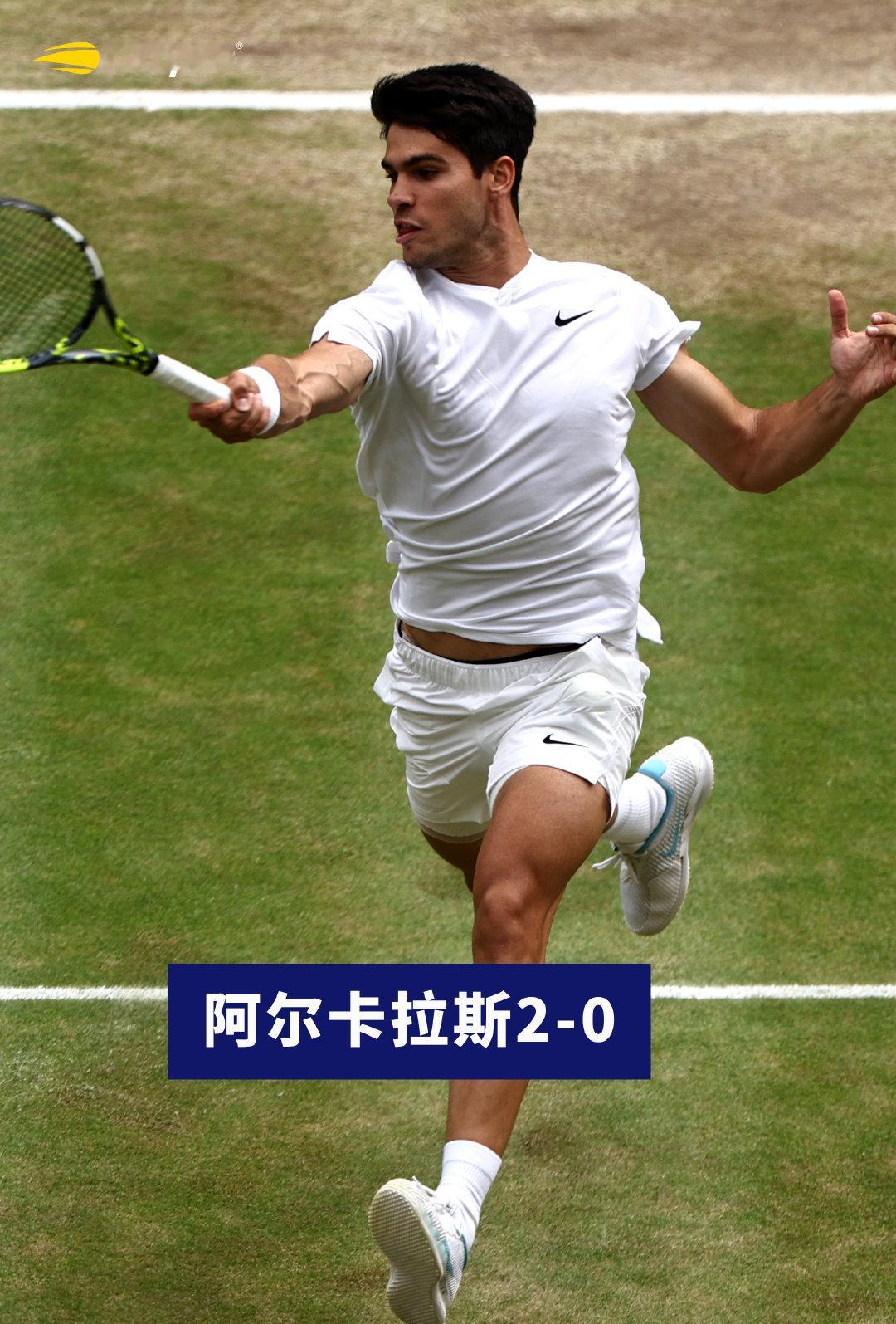 2024温网男单决赛赛况🔥阿尔卡拉斯6-2再下一盘，2-0领先德约科维奇❗️是
