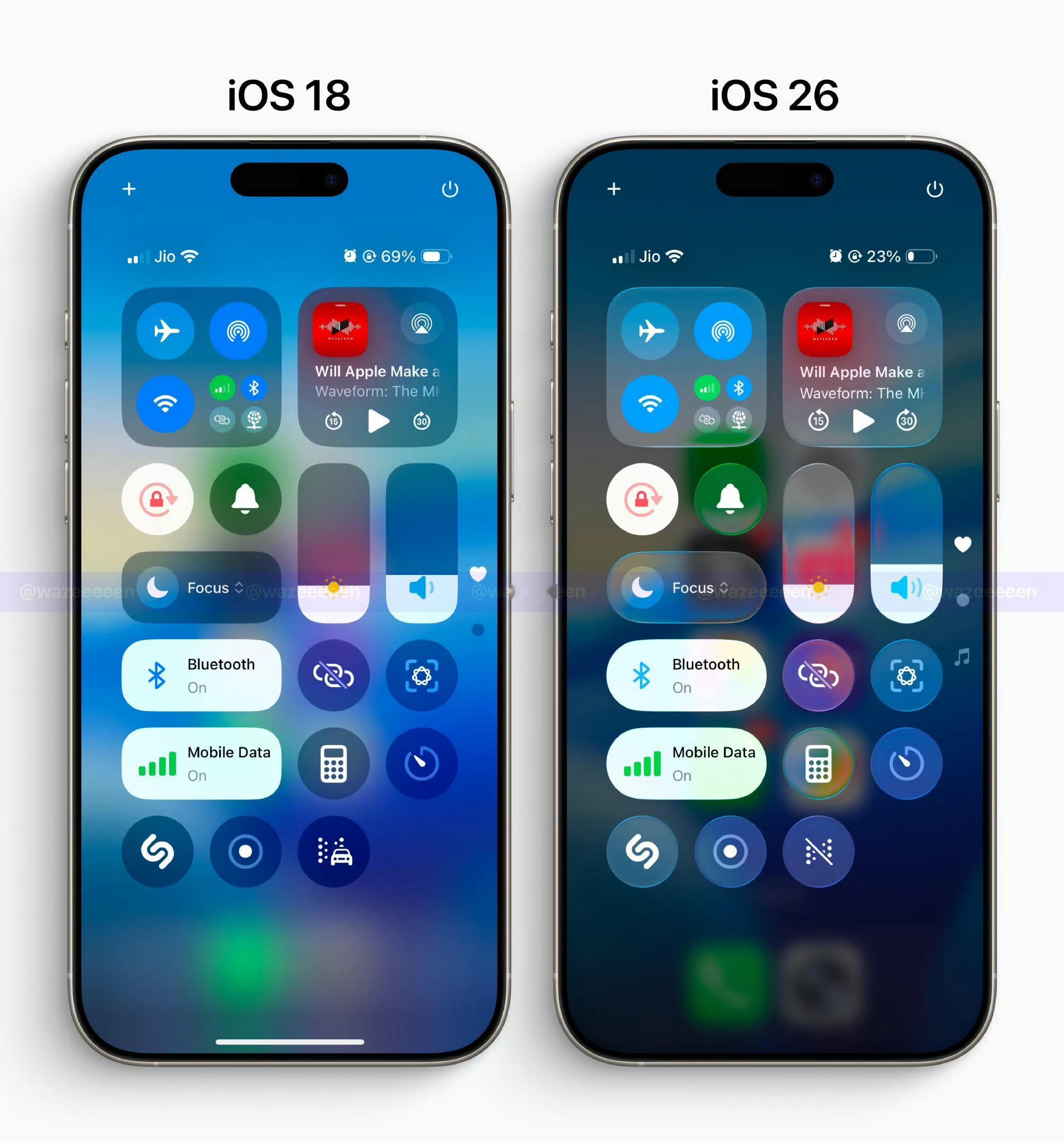 iOS 18与iOS 26控制中心对比 ​外媒酸中国装备没实战翻车 ​​​