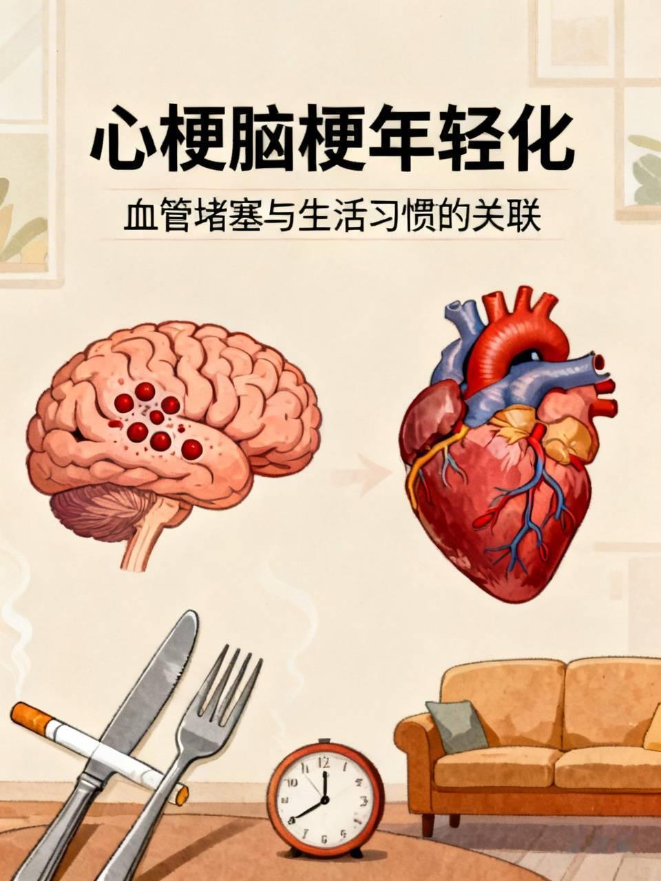 为什么会得心梗和脑梗，是因为血管堵塞，血液流动受阻了，血管里有血栓了，血栓堵在脑